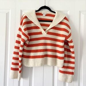 Sincerely Jules Red Stripe Collared Sweater